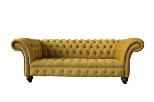 Chesterfield žlutý gauč, polstrovaný, 3místný, gauče, sedadla, třísedák