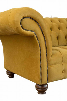 Chesterfield žlutý gauč, polstrovaný, 3místný, gauče, sedadla, třísedák