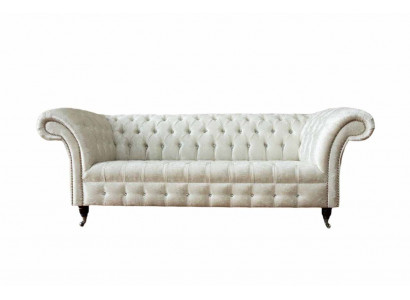 Třísedák Bílá Látka Obývací pokoj Design Pohovky Pohovka Chesterfield Couch