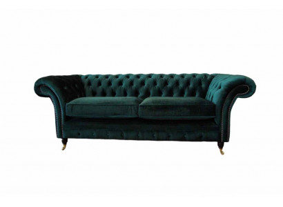Chesterfield polstrovaná sedací souprava 3 místná textilní pohovka sametová.