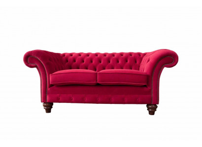 Moderní textilní pohovka se dvěma sedadly, čalouněná luxusní sedací souprava Chesterfield.