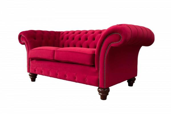 Moderní textilní pohovka se dvěma sedadly, čalouněná luxusní sedací souprava Chesterfield.