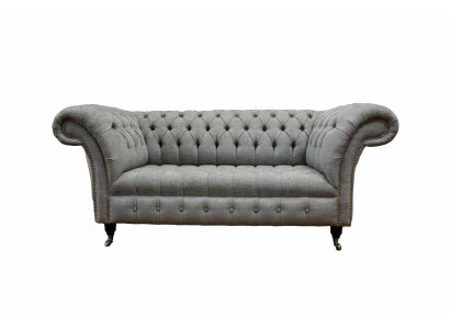 Chesterfield dvousedací sedačka polštář pohovka textilní pohovka látkový luxus