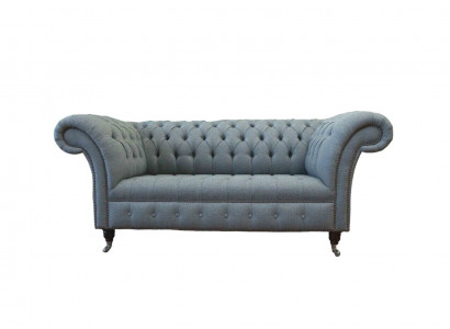 Chesterfield kancelářský nábytek - pohovka, 2místná, textil, šedá.