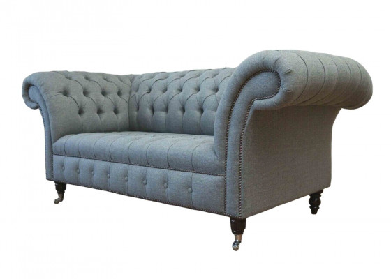 Chesterfield kancelářský nábytek - pohovka, 2místná, textil, šedá.