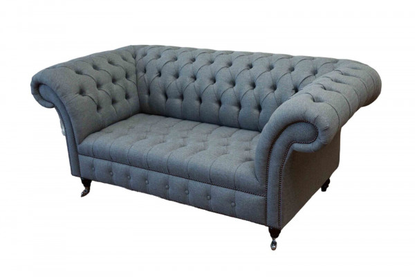 Chesterfield kancelářský nábytek - pohovka, 2místná, textil, šedá.
