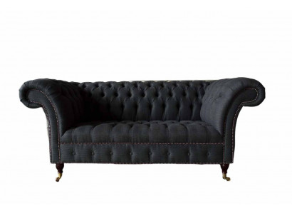 Design Chesterfield Pohovka 2místná látková Textilní Přehoz Nový