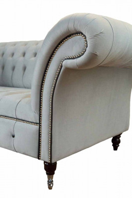 Chesterfield Pohovka Nábytek Dvojsedák Šedá Pohovky Pohovky Kůže