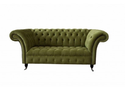 Sedací souprava 2místná pohovka pohovka polstrovaná pohovka ze látky Chesterfield pohovka Zelená Nový