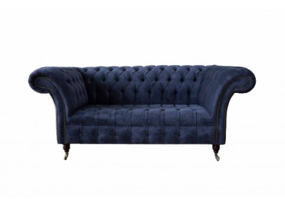 Chesterfield Design Pohovka 2místná Modrá Čalouněná Nová Sofás Couchen Neu