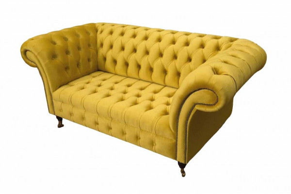 Chesterfield gauč pohovka polštář 2místný obývací pokoj gauče sedadlo žluté