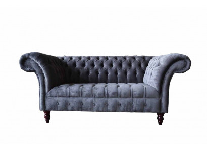 Pohovka 2místná sedací souprava Design čalouněná textilní látka Šedá Chesterfield Nový