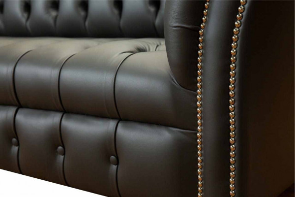 Chesterfield kožená pohovka, gauč, polstrovaná 2-místná designová pohovka, gaučení.