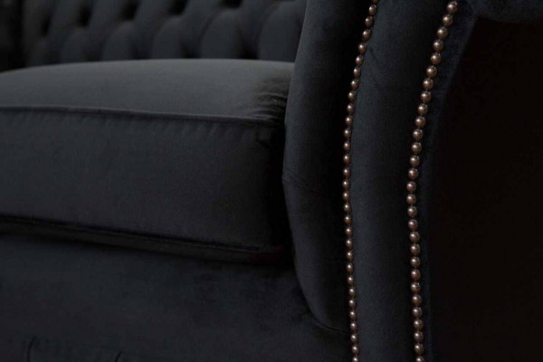 Chesterfield Černá 2místná pohovka Potahové pohovky Designová pohovka Textilní.