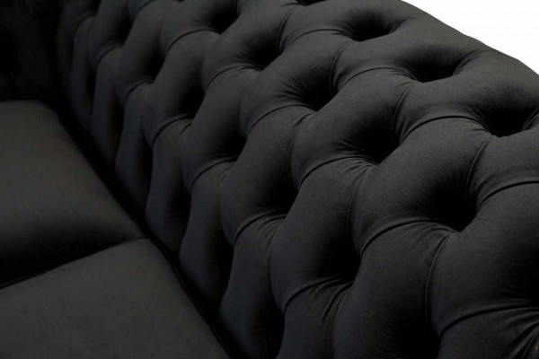 Chesterfield Černá 2místná pohovka Potahové pohovky Designová pohovka Textilní.