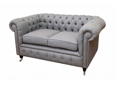 Chesterfield kancelářský nábytek sedací souprava pohovka 2 sedadla textil šedá
