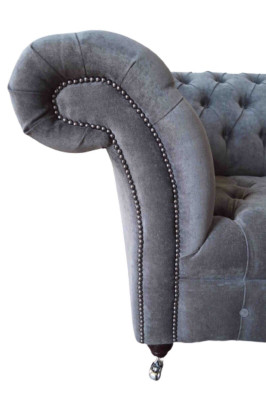 Chesterfield Sofa 1,5 sitzer Pohovka Otapěné designové pohovky Sedadlo potah šedá