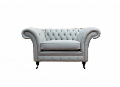 Křeslo Potah Pohovka Textil Chesterfield Pohovky 1 Místné Šedá