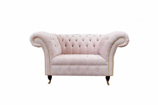 Křeslo čalouněná pohovka textilní Chesterfield křesla 1-sedačka jednosedák růžová.