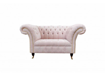 Křeslo čalouněná pohovka textilní Chesterfield křesla 1-sedačka jednosedák růžová.