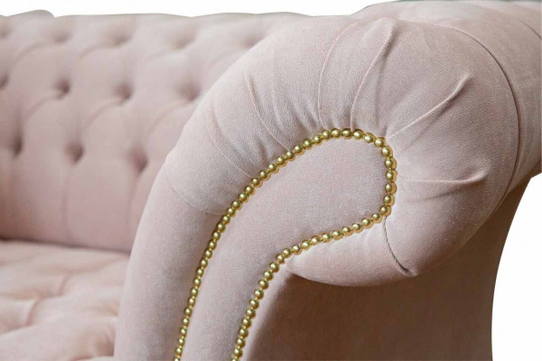 Křeslo čalouněná pohovka textilní Chesterfield křesla 1-sedačka jednosedák růžová.