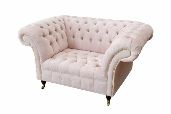 Křeslo čalouněná pohovka textilní Chesterfield křesla 1-sedačka jednosedák růžová.