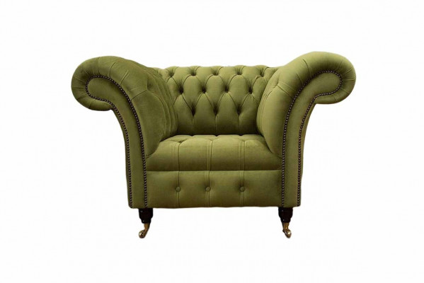 Chesterfield Design křeslo pohovka polstrovaná luxusní textilní pohovka jednosedadlo.