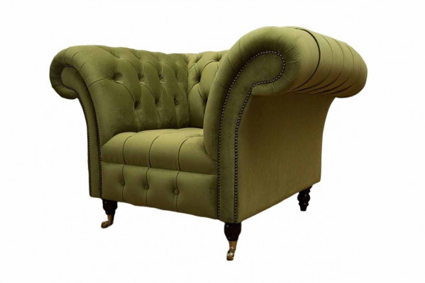 Chesterfield Design křeslo pohovka polstrovaná luxusní textilní pohovka jednosedadlo.