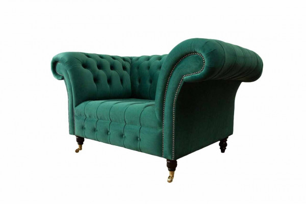 Šedá pohovka Chesterfield Design Křeslo křesílko polštář luxusní textilní.