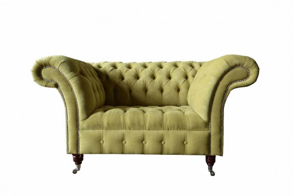 Chesterfield křeslo textilní design Pohovka látková gauč sedací soupravy šedé nové