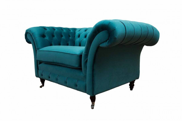 Chesterfield Design Křeslo Pohovka čalouněná luxusní textilní sedačka 1 osoba