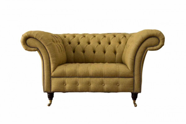 Chesterfield křeslo Design čalouněná pohovka Pohovka hnědá textilie Nábytek Nový