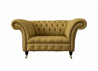 Chesterfield křeslo Design čalouněná pohovka Pohovka hnědá textilie Nábytek Nový