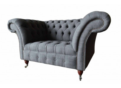 Chesterfield Design křeslo šedé polstrování luxusní textilie Kuchyně 1místné