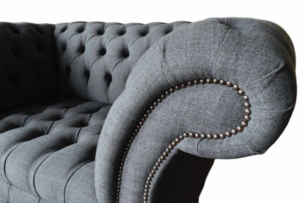 Chesterfield Design křeslo šedé polstrování luxusní textilie Kuchyně 1místné