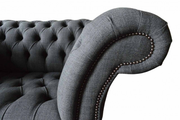 Chesterfield Design křeslo šedé polstrování luxusní textilie Kuchyně 1místné