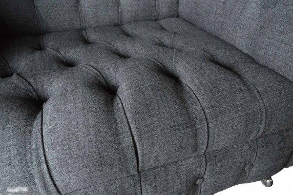 Chesterfield Design křeslo šedé polstrování luxusní textilie Kuchyně 1místné