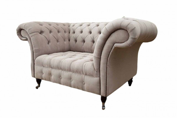 Chesterfield textilní polstrované křeslo 1místné luxusní designové látkové sedačky