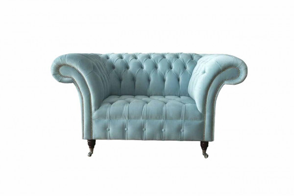 Chesterfield křeslo Tyrkysová potahová látka Sofa 1 osoba Design Tapestrie Nové