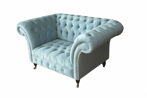 Chesterfield křeslo Tyrkysová potahová látka Sofa 1 osoba Design Tapestrie Nové