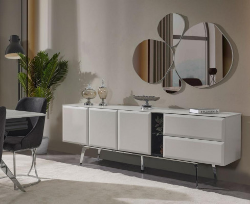 Sideboard s černým Komodou s zrcadlem Bílé Konzolové stoly Stoly Moderní Set z dřeva
