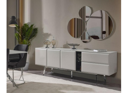 Sideboard s černým Komodou s zrcadlem Bílé Konzolové stoly Stoly Moderní Set z dřeva