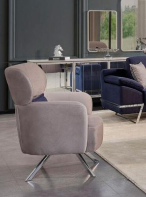 Křeslo vysokého opěradla, křeslo na koktejly, sedačka, moderní design, šedá látka, sedačka.