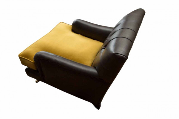 Křeslo Pohovka Pohovka Kožená Hnědá Jídelní čalouněný Sedadlo Luxusní Design Klub