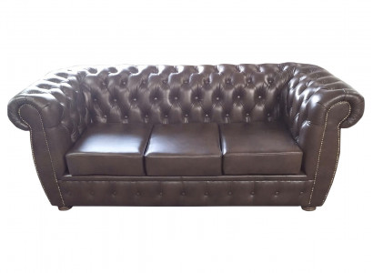 Chesterfield pohovka kožená sedačka gauč 3místná originál hnědá pohovky