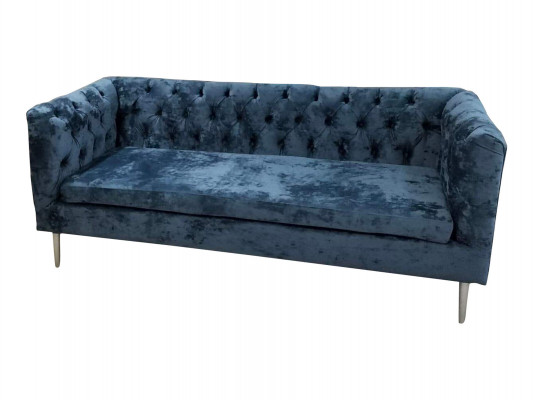 Luxus pohovka Chesterfield 3 místná textilní moderní modré tyrkysové pohovky