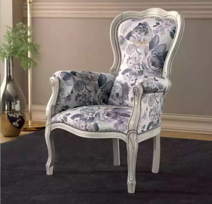 Klasické křeslo s ušníky potahové zařízení designová látka obývací pokoj