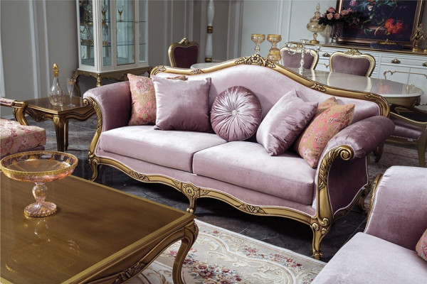 Königlicher Couchtisch Gold Brauner Tisch Barock Rokoko Couchtische Holz