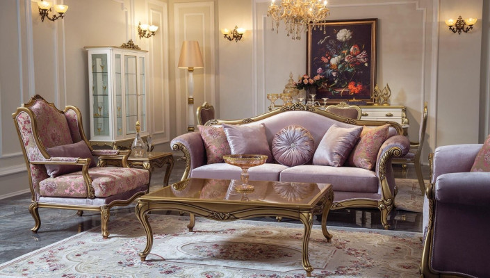 Königlicher Couchtisch Gold Brauner Tisch Barock Rokoko Couchtische Holz