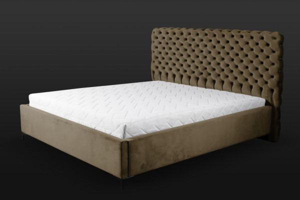 Grünes Chesterfield-Bett Klassisches Schlafzimmermöbel-Design Eleganter Stoff